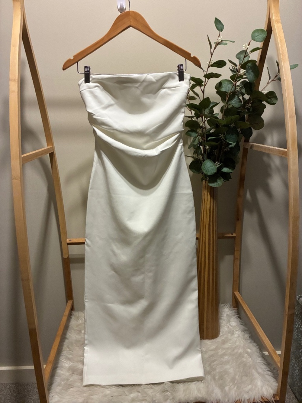 NWOT Zara Strapless White Midi Dress